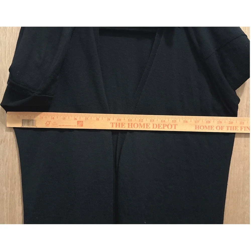J.Crew Black 100% Merino Wool Open Front Longline Cardigan Sweater J0188 Medium